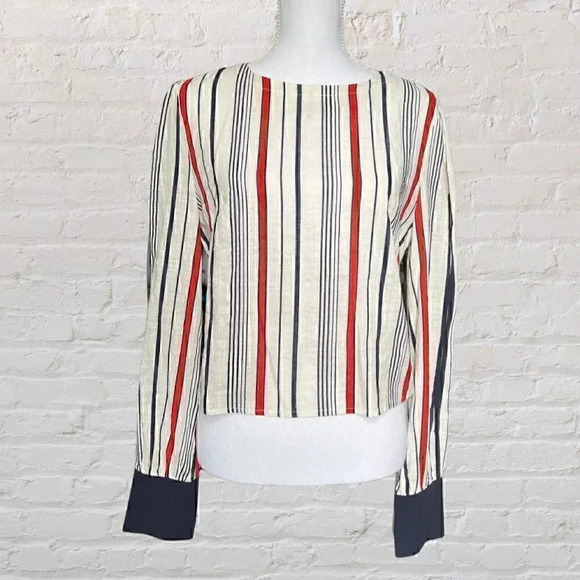 NWT Fate by LFD Striped Long Sleeve Top Blue Red Size Small - Picture 8 of 8